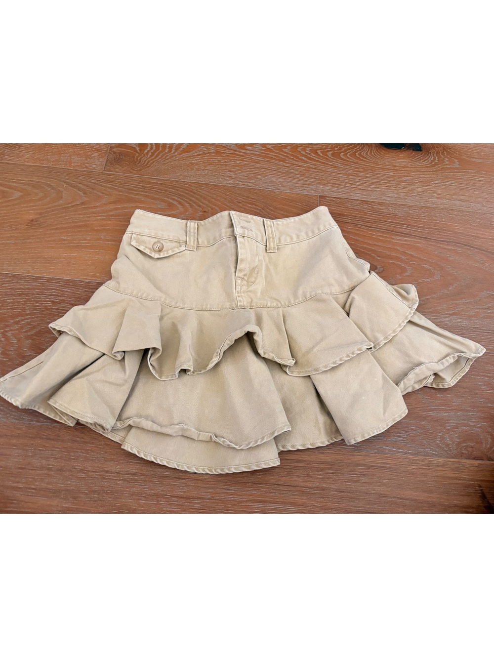 Ralph Lauren Beige Girls Mini Skirt Ruffled Layered Chic Stylish